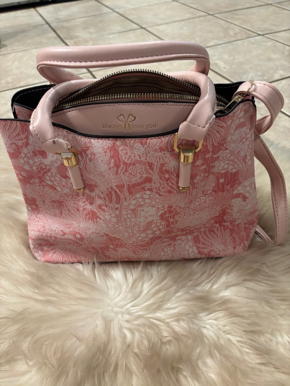 Pink Floral Top-Handle Satchel